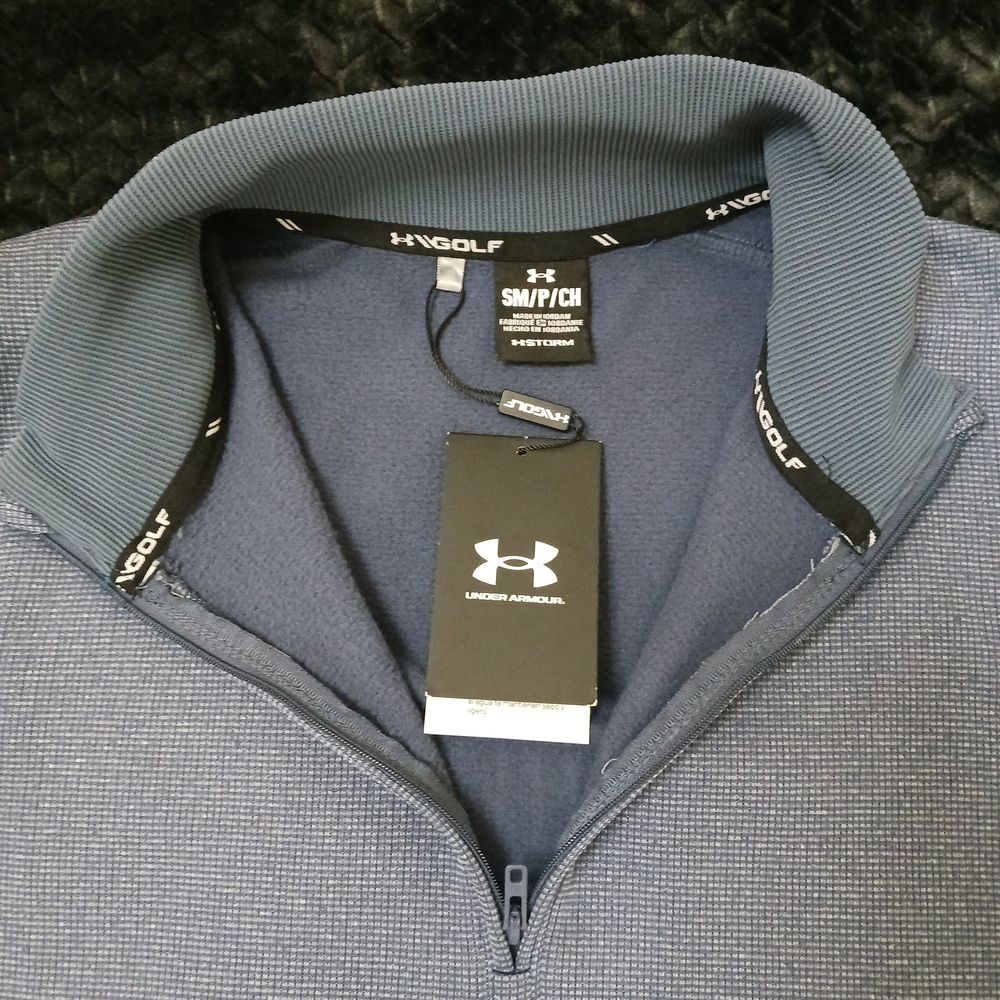 Under Armour Sweater  Mens Sweater Fleece Pullover Storm Golf 1/4 Zip Navy Sz SM - Picture 3 of 11